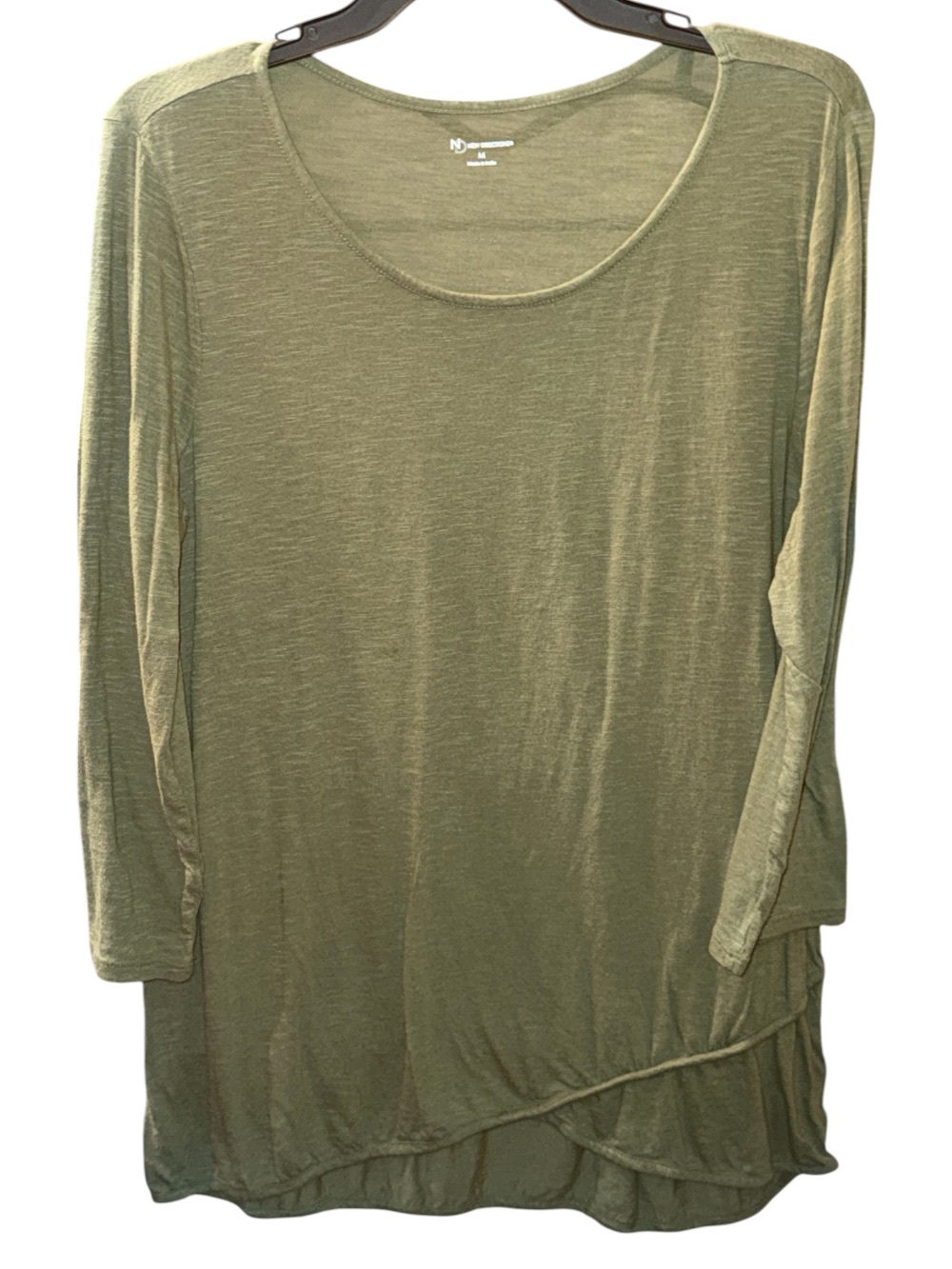 new directions Olive Green Long Sleeve Scoop Neck Top